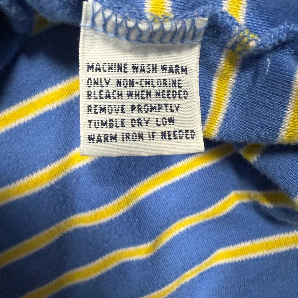 Polo Ralph Lauren Shirt Mens XL Blue Yellow Striped Pink Pony Vintage 90s Preppy